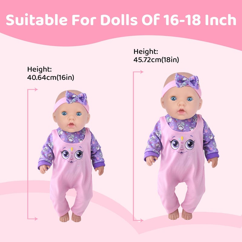 UNICORN ELEMENT 10 Sets Baby Doll Clothes for 14-18 Inch Dolls, 17 Inch Baby Doll Clothes and Headbands Outfits Pjs Accessories for 43cm New Born Dolls - Image 3