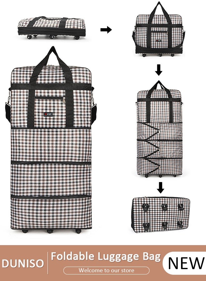 DUNISO Expandable Foldable Luggage Bag with Wheels, Collapsible Rolling Travel Duffel Bag with Handle, Large Capacity Durable Lightweight Suitcase, Collapsible Carry On Luggage Bag for Travel Camping Sports - Image 1
