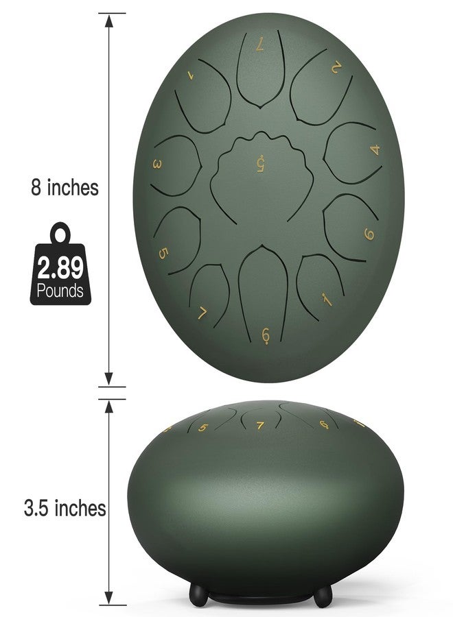 MENGBEI Rain Drum for Outside,8 Inches 11 Notes Rain Drum for Garden Instrument, Drum Rain Chime Waterproof, Chakra Rain Drum Outdoor，with Drum Bag, Music Book, Drum Mallets (Stone Green) - Image 5