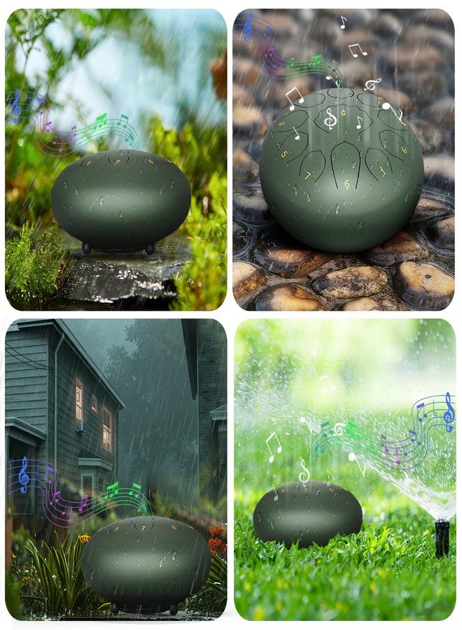 MENGBEI Rain Drum for Outside,8 Inches 11 Notes Rain Drum for Garden Instrument, Drum Rain Chime Waterproof, Chakra Rain Drum Outdoor，with Drum Bag, Music Book, Drum Mallets (Stone Green) - Image 3