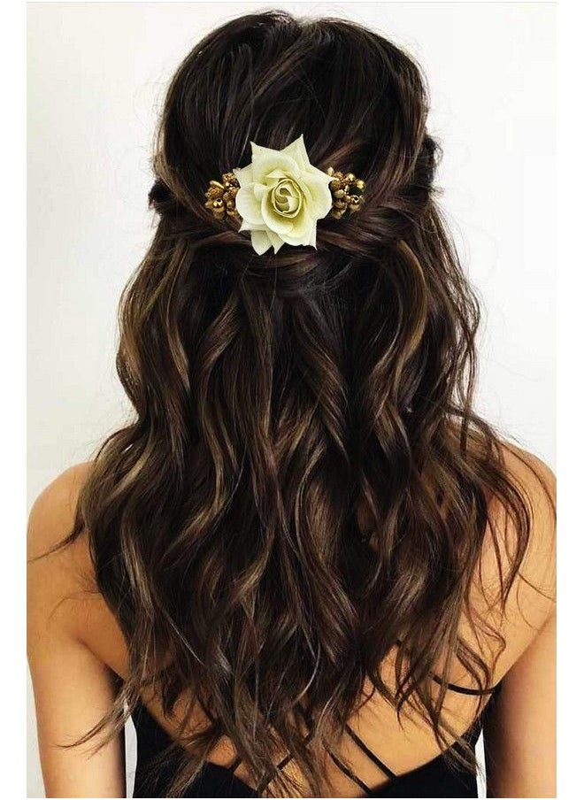 Hair Flare - Hair Accessories For Women 1941 Pins Artificial Flowers Accessories (White) Medium Pack Of 1 - Image 1