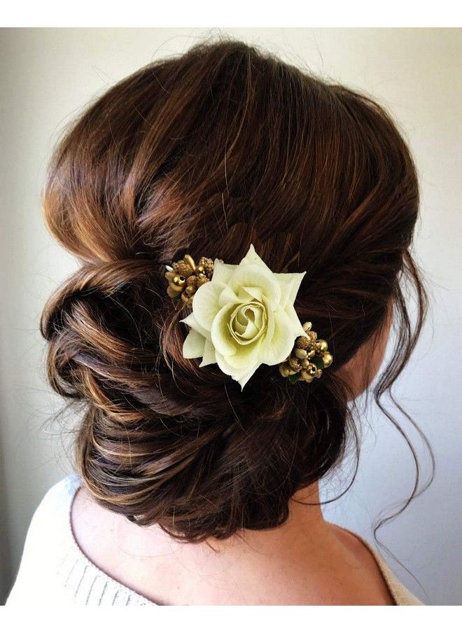 Hair Flare - Hair Accessories For Women 1941 Pins Artificial Flowers Accessories (White) Medium Pack Of 1 - Image 1