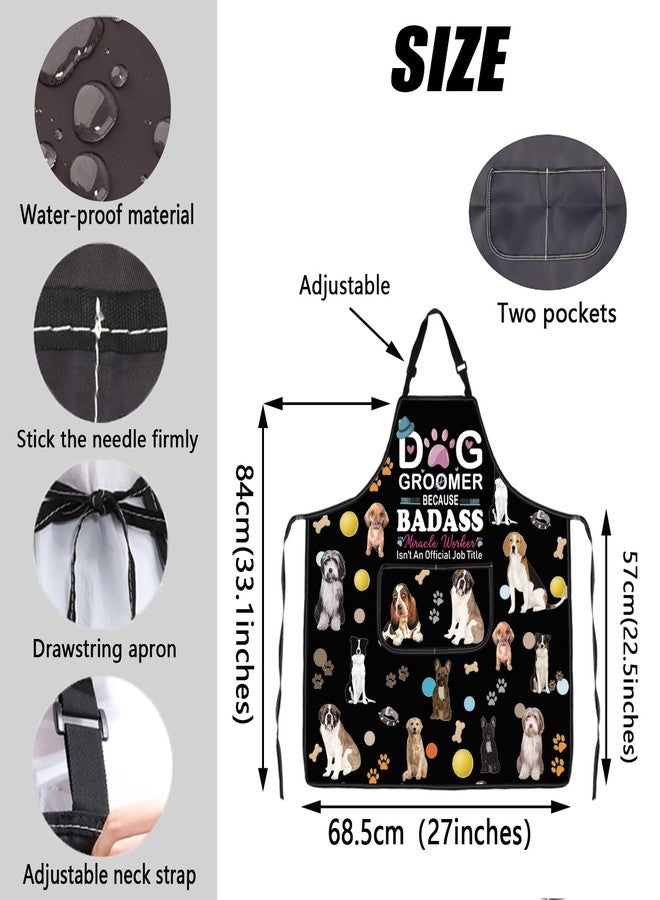 JXGZSO Dog Grooming Apron Waterproof with Pockets Dog Groomer Gifts Hairdresser Gift Pet Grooming Apron - Image 4