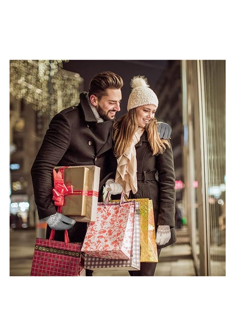 Women Winter Gloves, 2 Pairs Women’s Touch Screen Gloves, Stretch Knitted Warm Mitten Winter Thermal Ladies Gloves Smartphones Texting Gloves, One Size Fits Most, White and Grey - Image 2