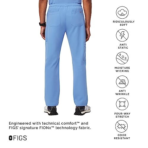 FIGS Cairo Cargo Scrub Pants for Men – Ceil Blue, XL - Image 4