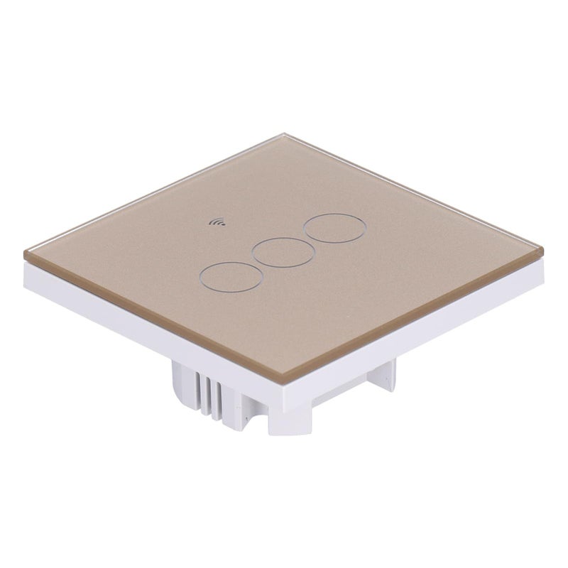Zigbee Smart Light Switch 3 Gang EU Remote Touch Gold Glass Panel Voice App Control - Image 4