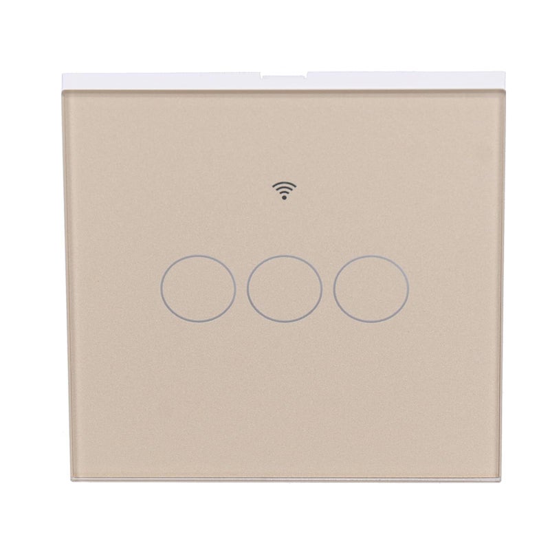 Zigbee Smart Light Switch 3 Gang EU Remote Touch Gold Glass Panel Voice App Control - Image 3