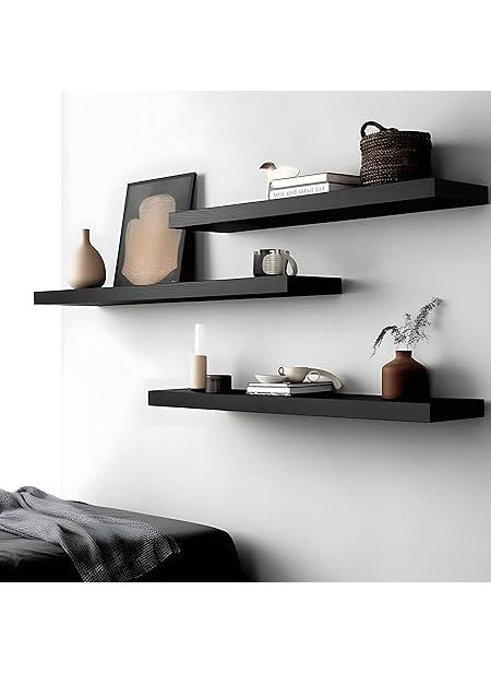 TAKME TAKME Wall Shelf Wall Mounted Storage Shelf Picture Shelving Ledge Decorative Shelf for Home Decoration Items Set of 3 for Living Room Office Bedroom Bathroom Brown 