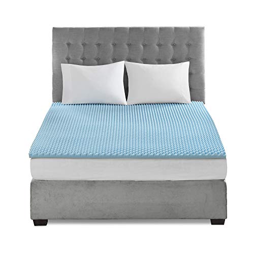 Sleep Philosophy Gel Infused Memory Foam Mattress Topper Luxurious, All Season Enhanced Bed Support, Twin, 1.5" Thick, Without Cover Blue - Image 1