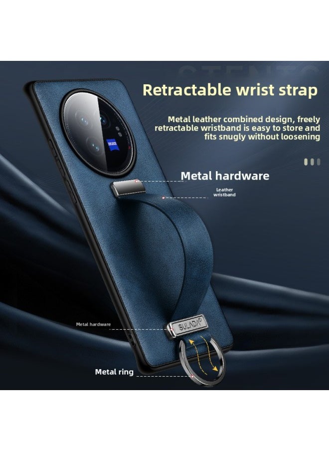 Generic - Xfold3 Wristband Phone Case Surada SLD Tide Cool Suitable For Vivofold3 Simulation Cowhide Finger Ring Protective Case-Color:Night Green [with Packaging]]-Applicable Model:Glory Magic - Image 1