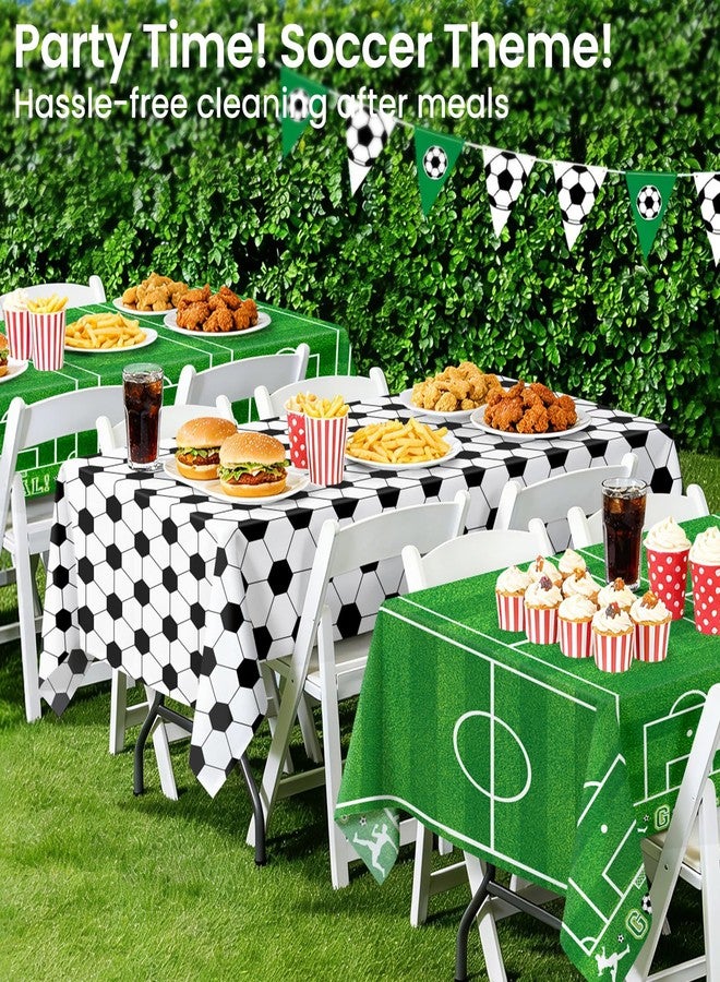 LANLISA 4 Pack Soccer Table Cloth Plastic, 54 x 108 Inch Rectangle Tablecloth Disposable, Soccer Birthday Party Decorations World Sports Table Cover for Soccer Theme Party Supplies - Image 2
