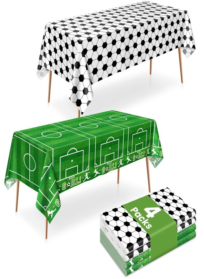 LANLISA 4 Pack Soccer Table Cloth Plastic, 54 x 108 Inch Rectangle Tablecloth Disposable, Soccer Birthday Party Decorations World Sports Table Cover for Soccer Theme Party Supplies - Image 1