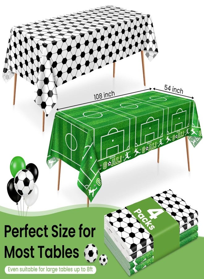 LANLISA 4 Pack Soccer Table Cloth Plastic, 54 x 108 Inch Rectangle Tablecloth Disposable, Soccer Birthday Party Decorations World Sports Table Cover for Soccer Theme Party Supplies - Image 3