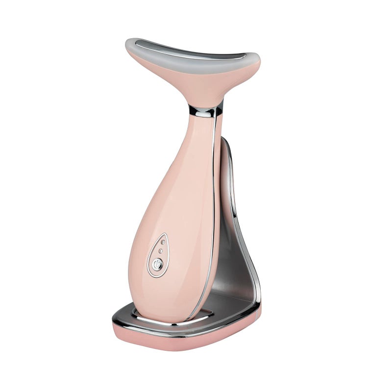 VRAIKO Lily Neck Face Massager Face Sculpting Tool Skin Rejuvenation Device with Thermal Triple Action LED and Vibration for AntiAging Lifting and Tightening Sagging Skin Pink - Image 2