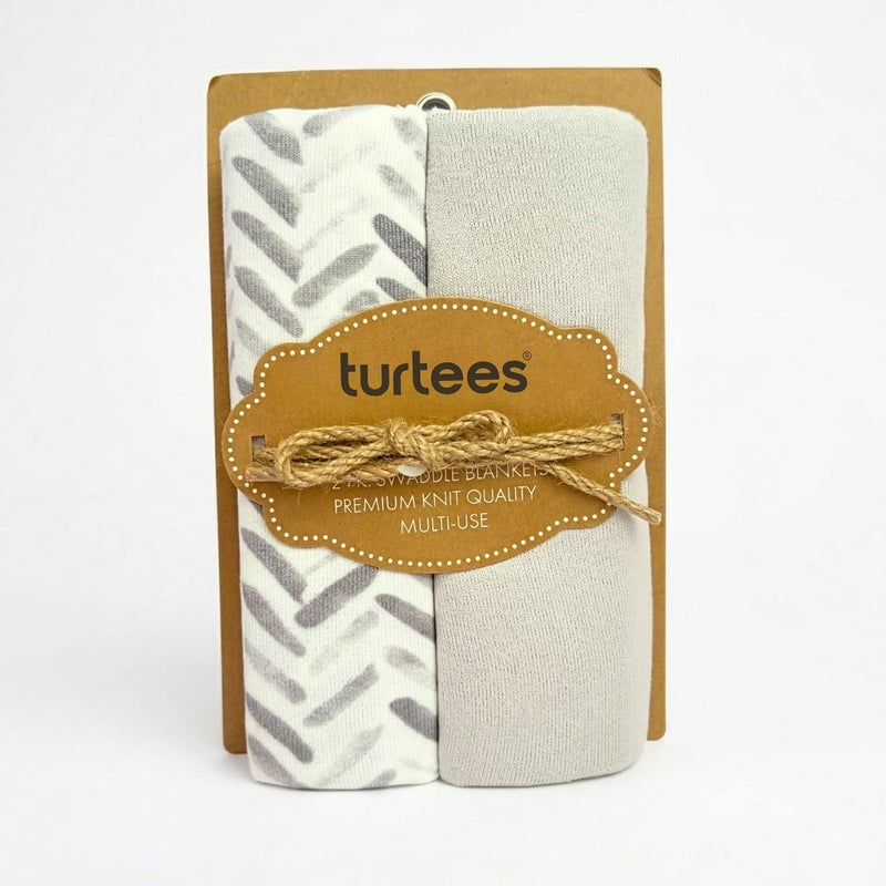 Turtees Baby Swaddle Blanket, Premium Knit, Multi-Use, 2 Pack (STYLE-2) - Image 1