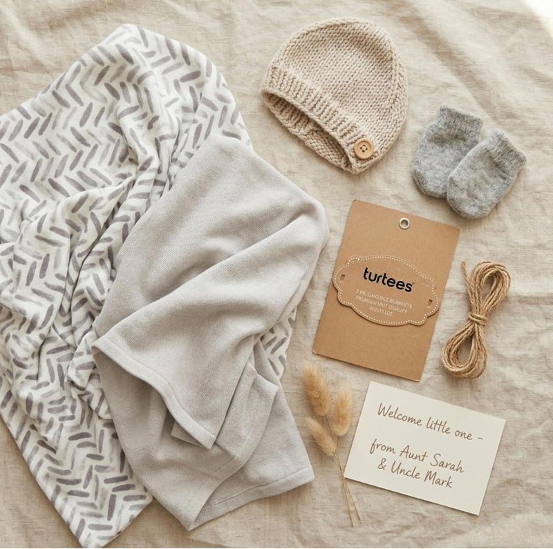 Turtees Baby Swaddle Blanket, Premium Knit, Multi-Use, 2 Pack (STYLE-2) - Image 5