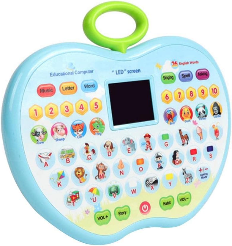 vGRASSP Apple Shape Educational Mini Computer Laptop Toy for Kids LED Display and Fun Music for Learning Alphabets Numbers Words and Animals (Multicolor) - Image 1