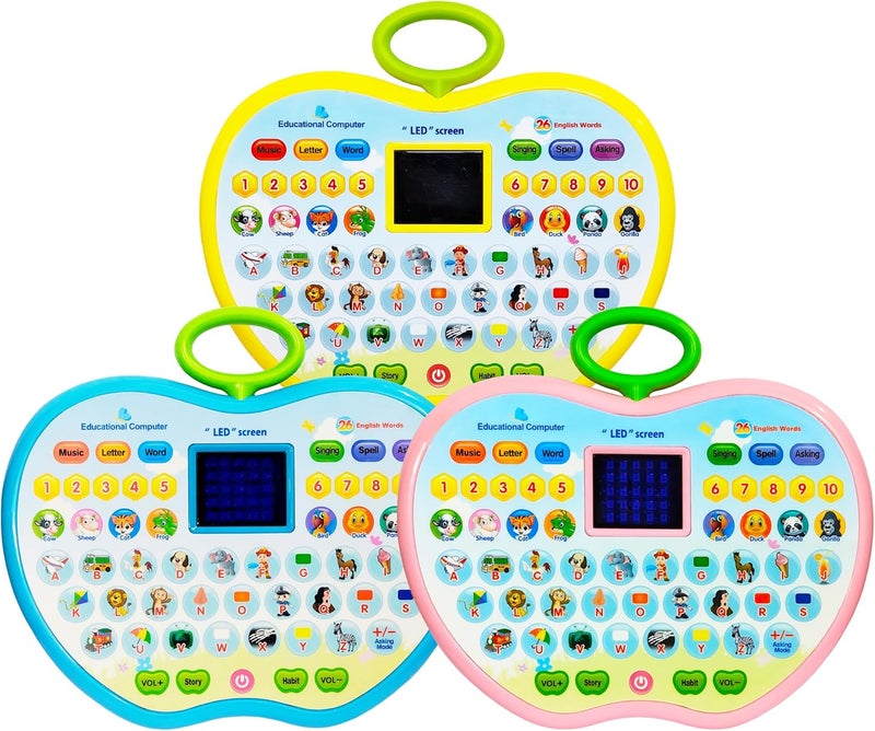 vGRASSP Apple Shape Educational Mini Computer Laptop Toy for Kids LED Display and Fun Music for Learning Alphabets Numbers Words and Animals (Multicolor) - Image 2
