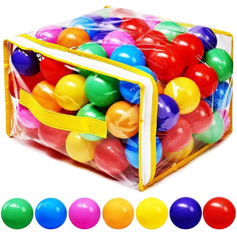Hovenlay Ball Pit Balls Phthalate Free BPA Free Crush Proof Plastic 7 Bright Colors in Reusable Play Toys for Kids with Storage Bag - Image 2