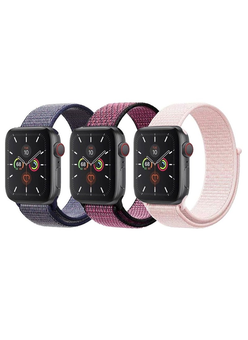 CATANES 3 Pack For Apple Watch 41mm 40mm 38mm Nylon Sport Loop Band Compatible With iWatch Series 7 SE 6 5 4 3 2 1 Men Women Braided Stretchy Nylon Loop Bands  - Image 2
