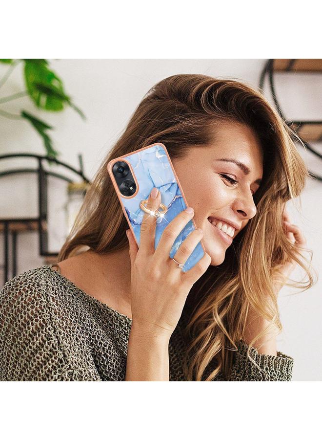 اس-توب جراب لهاتف OPPO Reno8 T 4G، جراب هاتف IMD مزدوج الجوانب مطلي بالرخام مع حلقة - Image 5