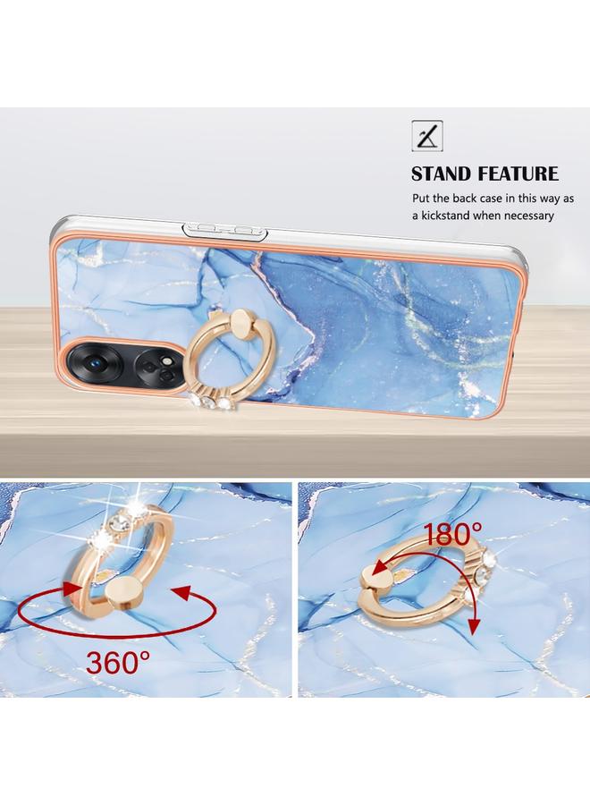 اس-توب جراب لهاتف OPPO Reno8 T 4G، جراب هاتف IMD مزدوج الجوانب مطلي بالرخام مع حلقة - Image 3