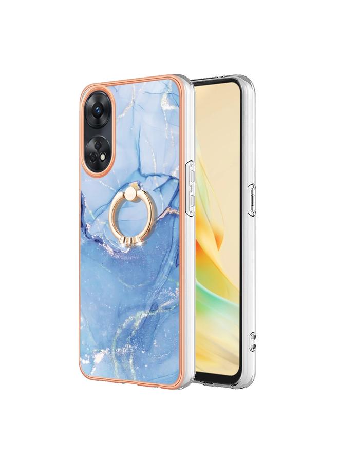 اس-توب جراب لهاتف OPPO Reno8 T 4G، جراب هاتف IMD مزدوج الجوانب مطلي بالرخام مع حلقة - Image 1