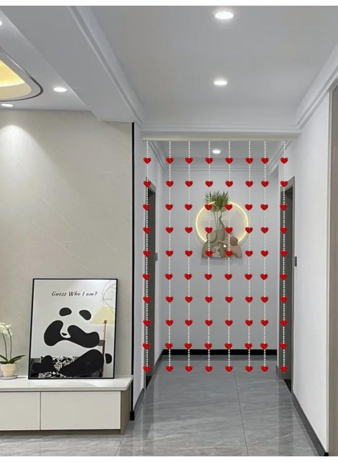 Asian Home Beautiful Acrylic Beaded Curtain - Red Heart - Image 4