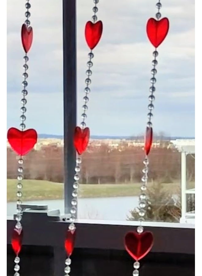 Asian Home Beautiful Acrylic Beaded Curtain - Red Heart - Image 5