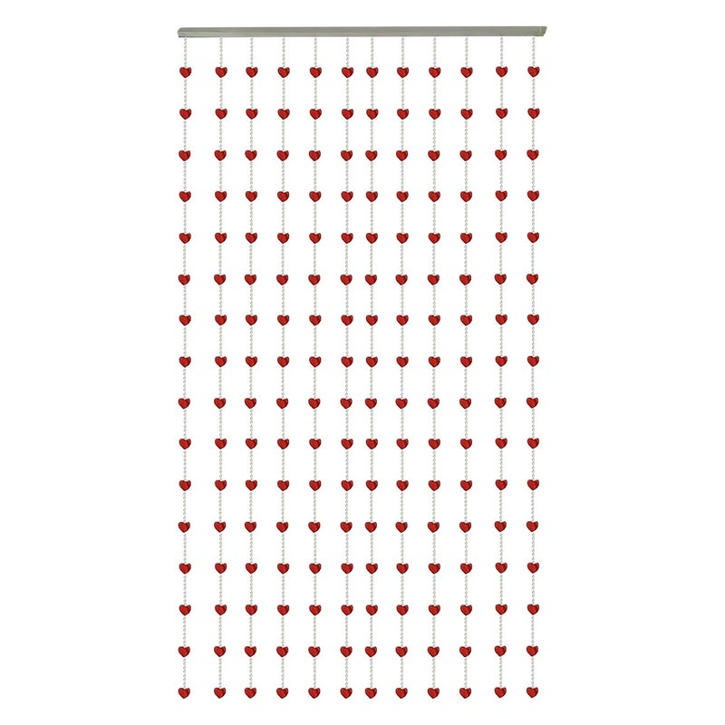 Asian Home Beautiful Acrylic Beaded Curtain - Red Heart - Image 1