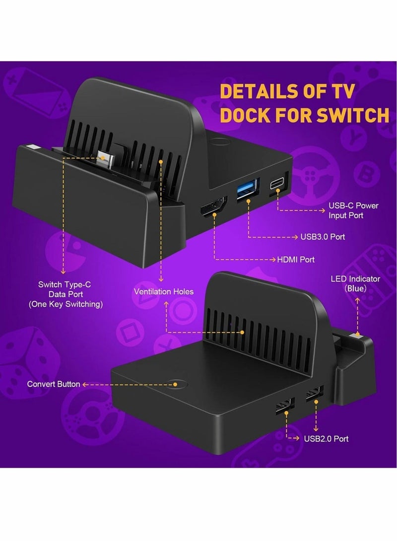 Captaintech for Nintendo Switch Dock, Pocket Charging Dock 4K HDMI TV Adapter for Switch Docking Station Charger Dock Set Good Replacement for Official Replacement Charging Dock( Upgraded System) - Image 3