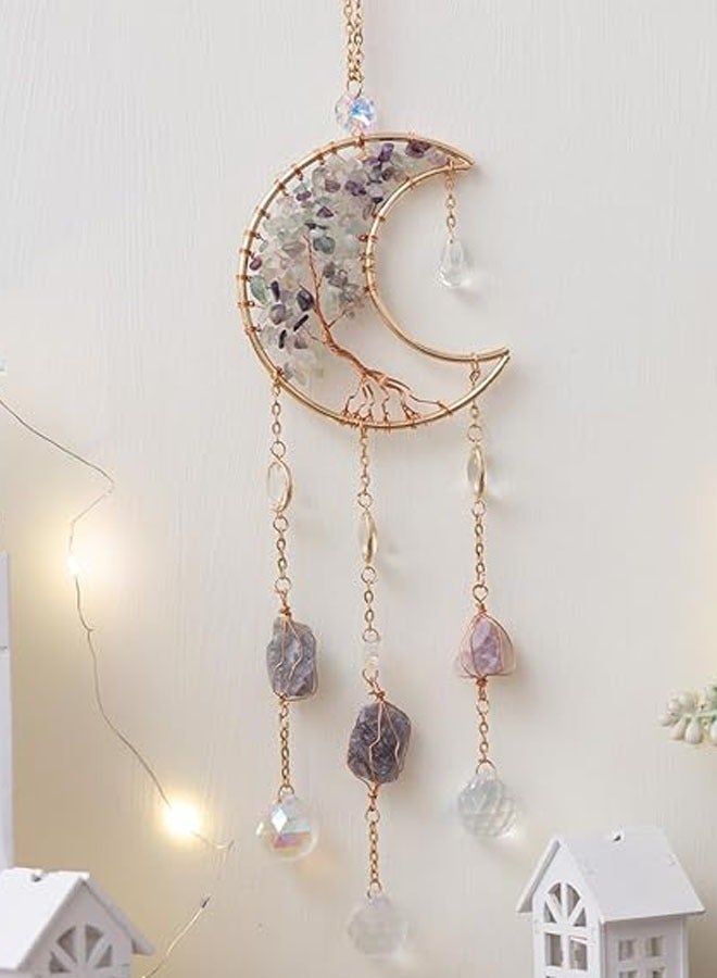 Generic Sun Catcher - Dreamsum Natural Crystal Hanging Stones Good Luck Charms Tree of Life Decor Suncatcher Indoor Window for Garden Home Office, Blessed Gift Ideas for  Thanksgiving Birthday  - Image 3