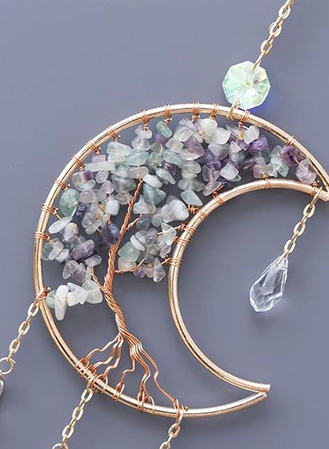 Generic Sun Catcher - Dreamsum Natural Crystal Hanging Stones Good Luck Charms Tree of Life Decor Suncatcher Indoor Window for Garden Home Office, Blessed Gift Ideas for  Thanksgiving Birthday  - Image 4