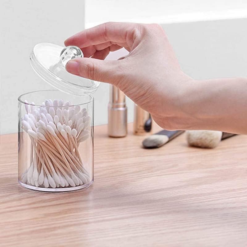 GNOLY Clear Plastic Apothecary Jars With Lids - Cotton Swab And Ball Storage Containers For Bathroom Vanity, Countertop, Or Makeup Organizer - Image 4