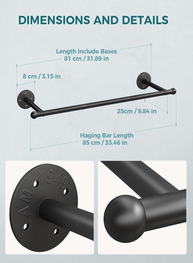 OROPY Industrial Pipe Clothing Rack, Wall Mounted Clothes Rack, Closet Rods For Hanging Clothes, 33" Multi-purpose Hanging Rod for Laundry Room, Bedroom and Closet Storage - Image 3