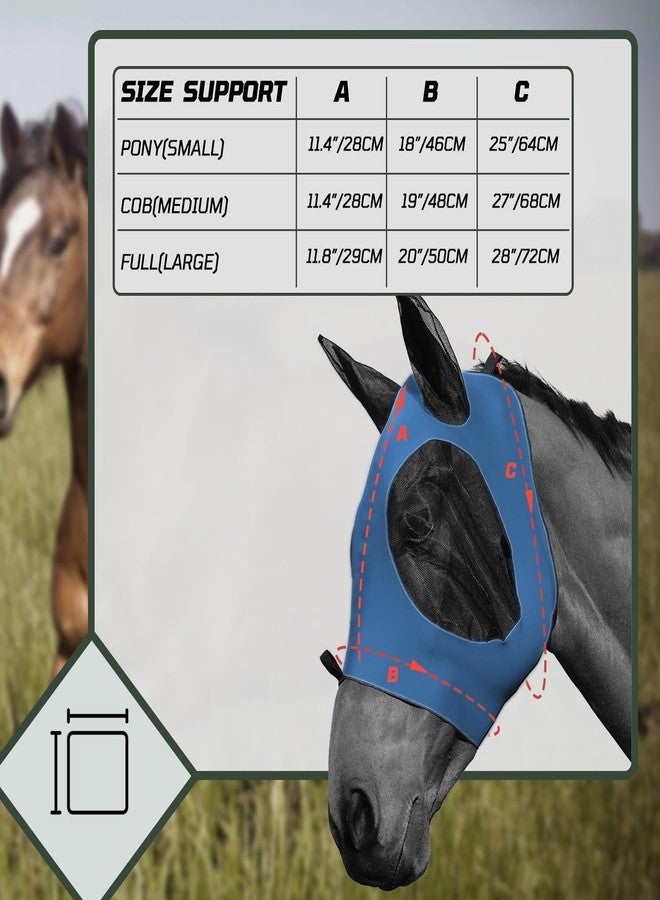 Hopkell 1 Pcs Elastic Fly Masks for Horses with Ears(Black), Comfortable Cashel Mesh Fly Mask Elasticity Breathability UV Protection Horse Face Covering for Riding Supplies - Image 3