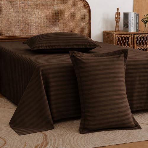 Castiqa Satin Fabric 210TC King Size Double Bed Bedsheet with 2 Pillow Covers for Home/Hotels/Dining Room (Brown) - 90x90 inch Bedsheet, 18x28 inch Pillow Covers - Image 2
