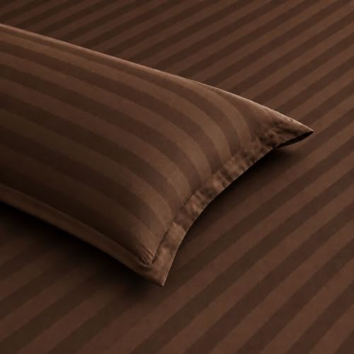 Castiqa Satin Fabric 210TC King Size Double Bed Bedsheet with 2 Pillow Covers for Home/Hotels/Dining Room (Brown) - 90x90 inch Bedsheet, 18x28 inch Pillow Covers - Image 3