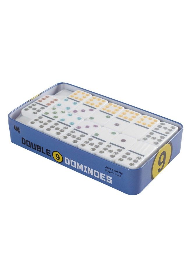Front Porch Classics ; Double 9 Colored Dot Dominoes Travel Tin Set 2 To 8 Players Ages 8 To 99 - Image 5