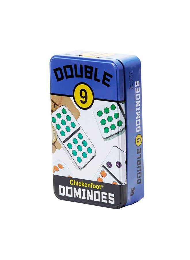 Front Porch Classics ; Double 9 Colored Dot Dominoes Travel Tin Set 2 To 8 Players Ages 8 To 99 - Image 1