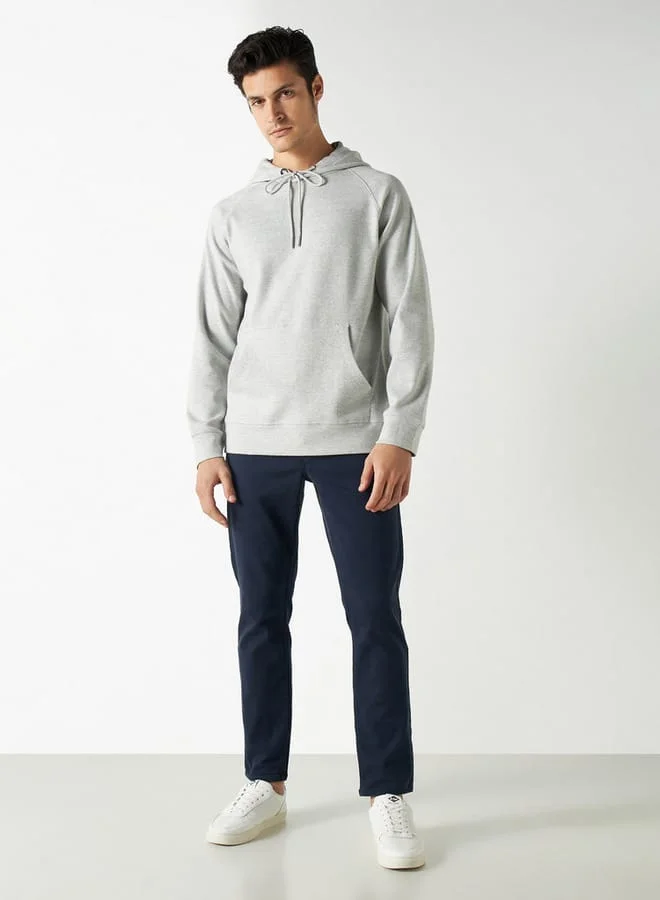 Iconic Iconic Soft Knit Trousers with Button Closure and Pockets