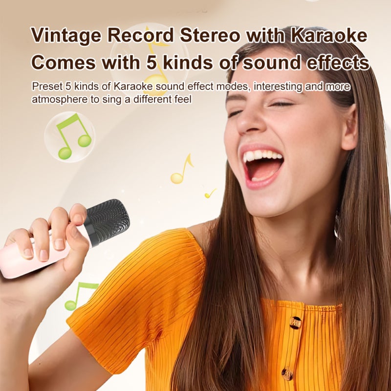 Portable Bluetooth Speaker: Green 360° Stereo Sound - Vintage Design With Rotating Vinyl Disc Upgraded BT 5.3 for Indoor Outdoor Music Enjoyment - Image 5