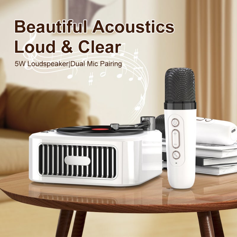 Portable Bluetooth Speaker: Green 360° Stereo Sound - Vintage Design With Rotating Vinyl Disc Upgraded BT 5.3 for Indoor Outdoor Music Enjoyment - Image 2