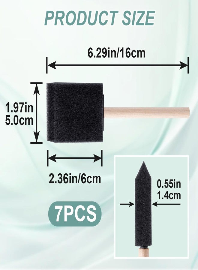 Winsyison 7pcs Foam Paint Brushes, 2" Sponge Painting Tool with Wooden Handle, Black Sponge Brush for Painting Staining Varnishes DIY Craft - Image 2