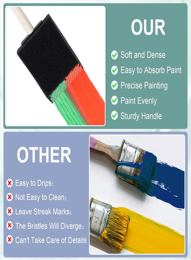 Winsyison 7pcs Foam Paint Brushes, 2" Sponge Painting Tool with Wooden Handle, Black Sponge Brush for Painting Staining Varnishes DIY Craft - Image 4