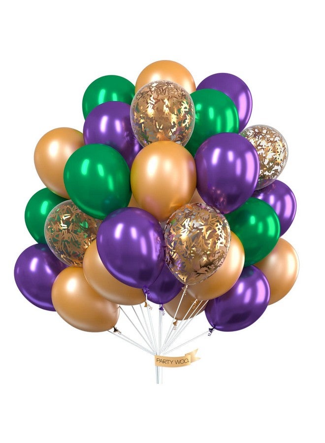 PartyWoo Purple Green Gold Balloons 50 Pcs 12 Inch Purple Balloons Gold Balloons Hunter Green Balloons And Gold Confetti Balloons For Carnival Vintage Party Little Mermaid Party Aladdin Party - Image 2