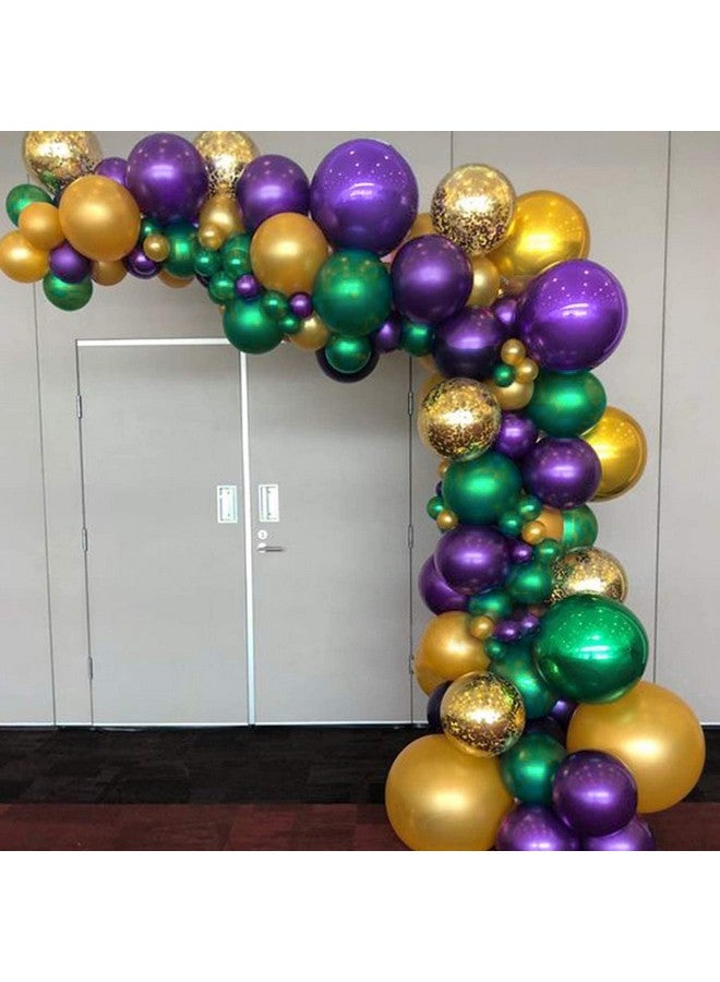 PartyWoo Purple Green Gold Balloons 50 Pcs 12 Inch Purple Balloons Gold Balloons Hunter Green Balloons And Gold Confetti Balloons For Carnival Vintage Party Little Mermaid Party Aladdin Party - Image 1