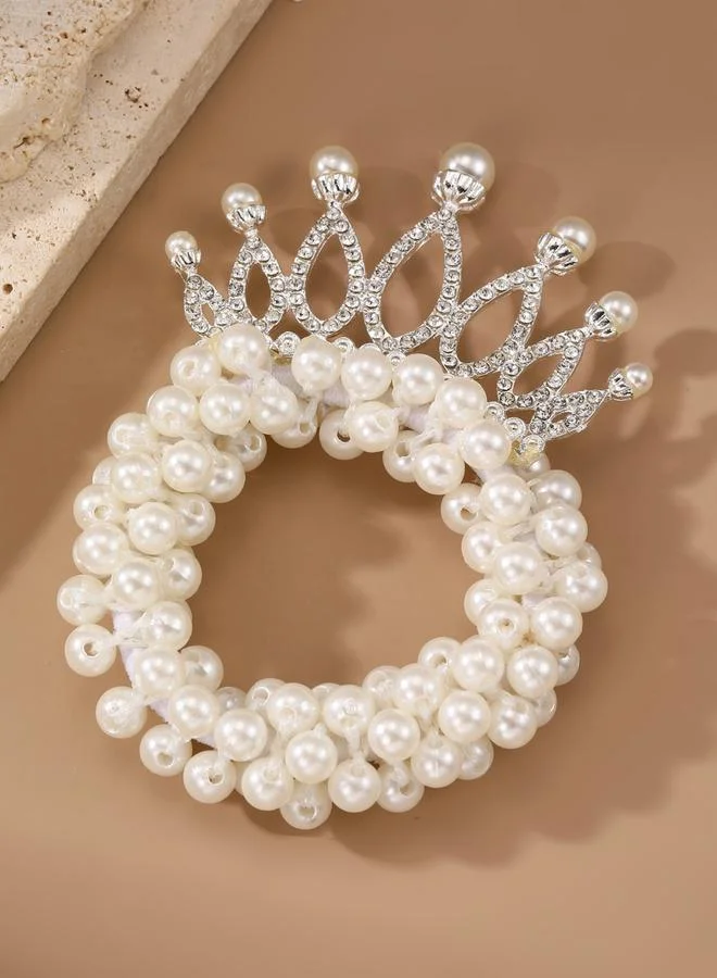 Take Two Pearl Crown Embellished Hair Tie