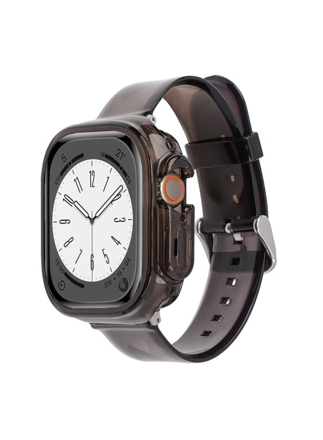 HuHa Protective Cover For Apple Watch Ultra 49mm Glacier Jelly Clear TPU Case Watch Band(Black)