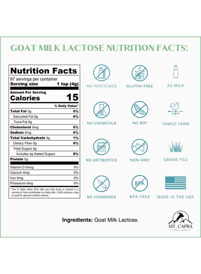 MT. CAPRA SINCE 1928 Capra Lactose - Natural Goat Milk Sugar - 1 Lb, 1 Pound - Image 2